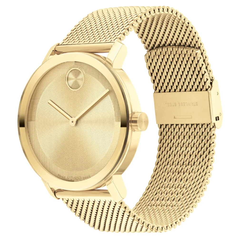 MOVADO BOLD 3601073 GOLD DIAL & STAINLESS STEEL BRACELET 40MM MENS WATCH